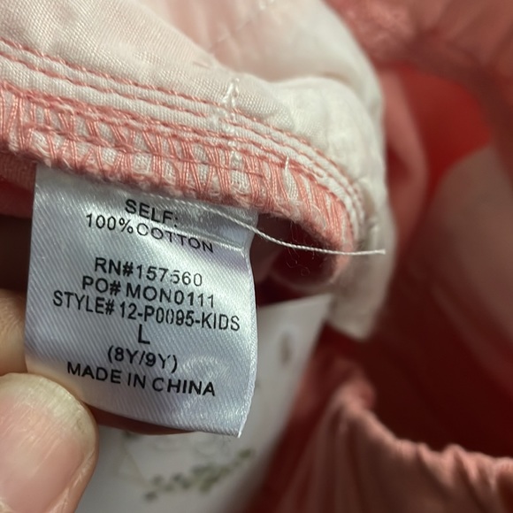 12 pm girls cut off denim shorts raw hem size large 8/9 coral  New - Picture 4 of 4